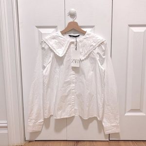Zara embroidered poplin shirt